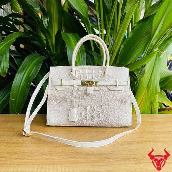 Túi Da Cá Sấu Hermes Bạch Tạng Himalaya Chính Hãng VR360 Túi Da Cá Sấu Hermes Bạch Tạng Himalaya cao cấp màu trắng xám