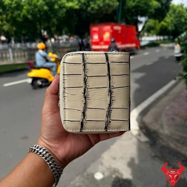 Ví nữ da cá sấu Thái Lan VRBA8 trắng đen, cao cấp, tinh tế, thời trang và đa dụng.