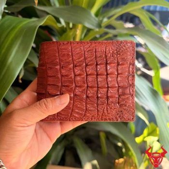 Ví Nam Da Gai Lưng Cá Sấu Màu Nâu Đỏ VBA1