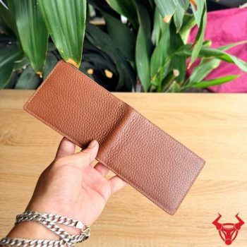 Ví Kẹp Tiền Nam Da Bò Hạt VOBA19 Màu Nâu Bò