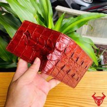 Ví da gai đuôi cá sấu VFA2 màu nâu đỏ nhỏ gọn, cao cấp và độc đáo cho nam giới.