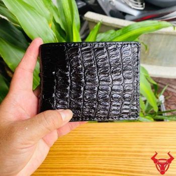 Ví Mini Da Gai Lưng Cá Sấu VFA1 Màu Đen Phụ Kiện Cao Cấp Cho Nam