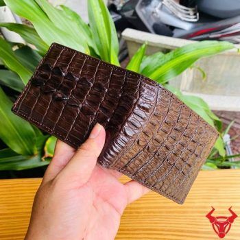 Ví Nam Mini Da Gai Lưng Cá Sấu VFA1 Màu Nâu Đất Phong Cách Hiện Đại