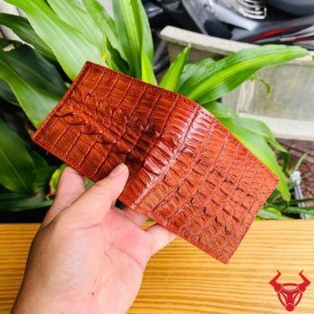 Ví Mini Nhỏ Gọn Da Gai Lưng Cá Sấu VFA1 Màu Nâu Đỏ