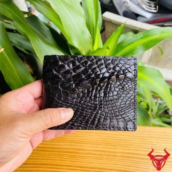 Ví Mini Da Cá Sấu Gai Tay VFA5 Màu Đen