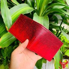 Ví mini da kỳ đà màu đỏ cam cao cấp, nhỏ gọn, độc đáo và đầy phong cách.