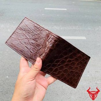 Ví Ngang Dáng Ngắn Da Bụng Cá Sấu Màu Nâu Đất VBA8