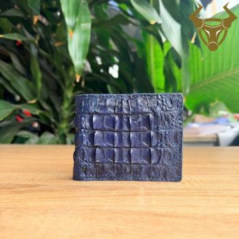Ví Nam Ngắn Da Cá Sấu Nửa Gai VBA3 Màu Xanh Navy