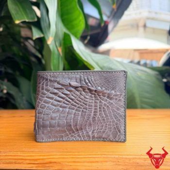 Ví Nam Da Cá Sấu Gai Tay VBA5 Màu Xám Bền Bỉ Và Thời Trang