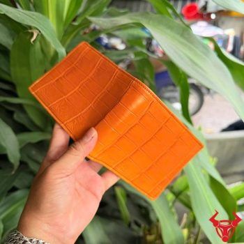 Ví Ngang Dáng Ngắn Da Bụng Cá Sấu Da Thái Lan Màu Cam VBA8-TL