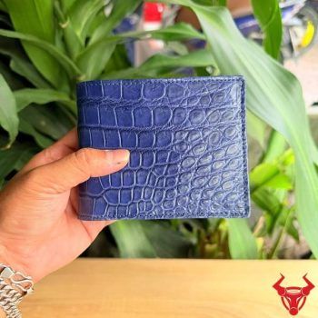 Ví Ngang Dáng Ngắn Da Bụng Cá Sấu Da Thái Lan Màu Xanh Navy VBA8-TL