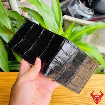 Ví Mini Da Bụng Cá Sấu VFA8 Màu Đen Nhỏ Gọn