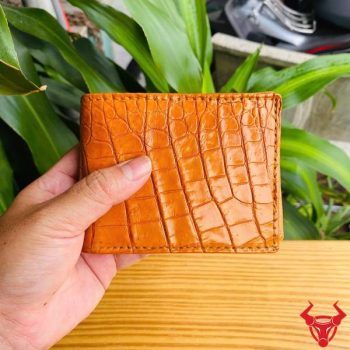 Ví Nam Mini Da Bụng Cá Sấu VFA8 Màu Vàng Cam Nổi Bật