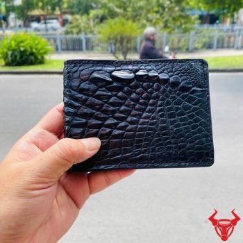 Ví Da Gai Tay Cá Sấu VBAA5 Màu Đen Thiết Kế Sơn Cạnh Tinh Xảo