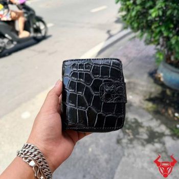 Ví Nữ Da Cá Sấu Dáng Đứng Màu Đen VRBA8 – Phụ Kiện Thanh Lịch