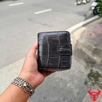 Ví Nữ Cầm Tay Da Cá Sấu Xám Đậm VRBA8 – Phụ Kiện Thời Trang Độc Đáo