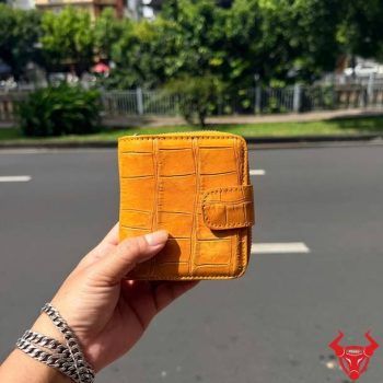 Ví Nữ Dáng Ngắn Da Bụng Cá Sấu Màu Vàng Cam VRBA8