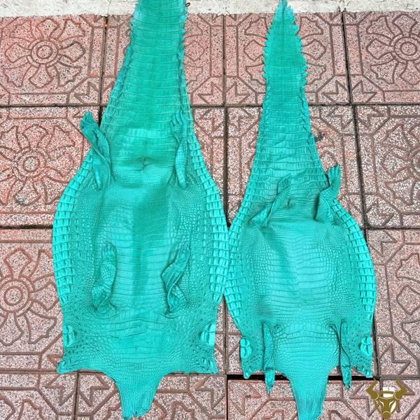 Da cá sấu nguyên tấm xanh ngọc có chất riêng, bền đẹp và dễ thiết kế.