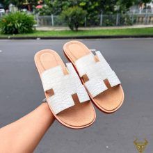 Dép nam chữ H da cá sấu đế Vibram DJA8-A, thời trang, cao cấp và trẻ trung.