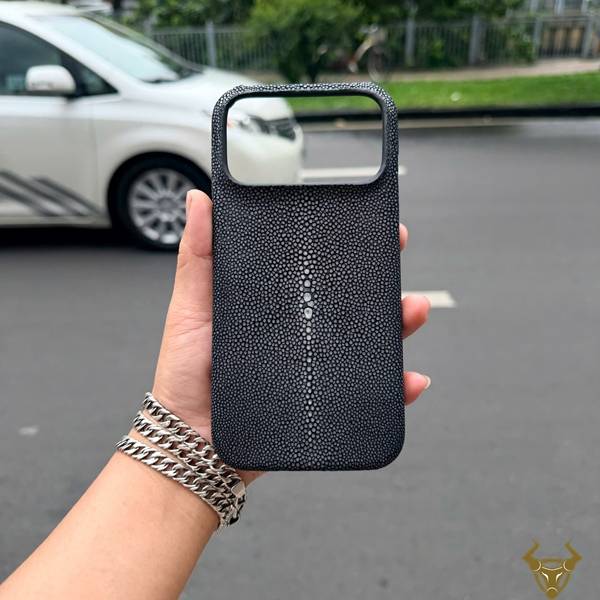 Ốp lưng iPhone 17 Pro Max ELAA17 kiểu 2 màu đen lịch lãm, cao cấp.