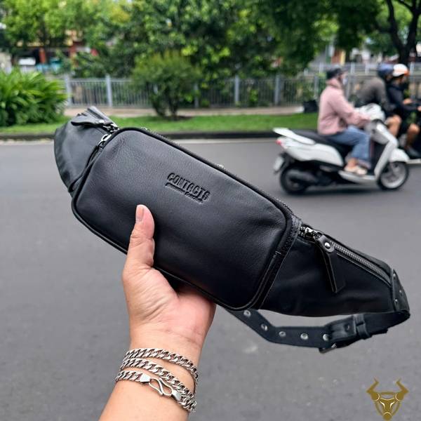 Túi đeo bụng nam Contact34 da bò cao cấp.